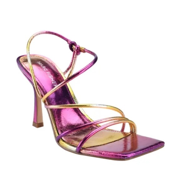 Marc Fisher Dareta Metallic Heeled Sandal Ombre Yellow Purple Size 9.5 - Picture 1 of 5